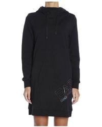 EA7 - Hooded Long-Sleeved Dress - Lyst