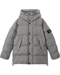 Stone Island - Quilted Hooded Down Jacket With Angular Flap Pockets - Lyst