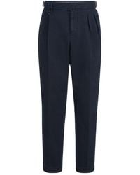 Brunello Cucinelli - Cotton Chevron Trousers With Double Pleats And Waist Tabs - Lyst