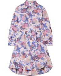 Erdem - Asymmetrical Print Mini Shirt Dress - Lyst