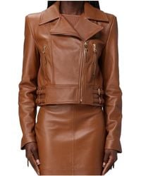 Elisabetta Franchi - Belted Leather Jacket - Lyst