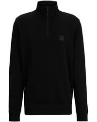 BOSS - Zip Collar Terry Sweatshirt - Lyst