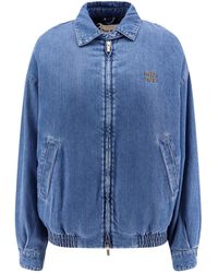Miu Miu - Logo-Embroidered Zipped Jacket - Lyst