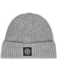 Stone Island - Logo Patch Ribbed Beanie - Lyst