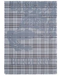 Burberry - Checked Frayed Edge Scarf - Lyst