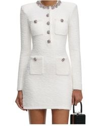 Self-Portrait - Trim Embellished Knit Mini Dress - Lyst