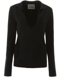 Jil Sander - V-Neck Knitted Jumper - Lyst