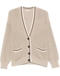 Brunello Cucinelli - Buttoned Striped-Detail Cardigan - Lyst