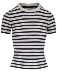 Nili Lotan - Striped Short-Sleeves Top - Lyst