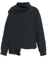 MM6 by Maison Margiela - Scarf Detailed Straight Hem Sweater - Lyst