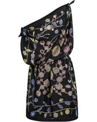 Versace - Jewellery-Print One-Shoulder Mini Dress - Lyst