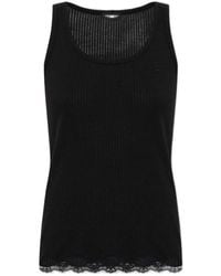 Emporio Armani - Ribbed Lace-Trim Lingerie Top - Lyst
