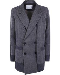 Sacai - Herringbone-Knit Double-Breasted Cardigan - Lyst