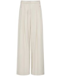St. Agni - Double Loop Pleated Crepe Wide-Leg Pants - Lyst