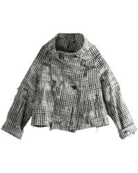 Y's Yohji Yamamoto - Check-Pattern Frayed-Hem Jacket - Lyst