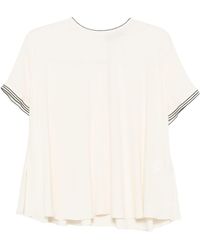 Fabiana Filippi - Striped-Trim Short-Sleeve Top - Lyst