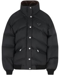 Prada - Triangle-Logo Button-Up Jacket - Lyst