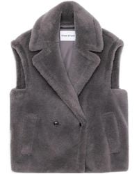 Stand Studio - Clary Double-Breasted Faux Fur Vest - Lyst