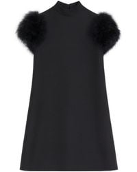 Valentino - Crepe Couture Feather Mini Dress - Lyst