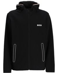 BOSS - Boss Logo-Printed Zipped Hoodie - Lyst
