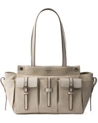 Prada - Route Large Canvas And Leather Tote Bag - Lyst