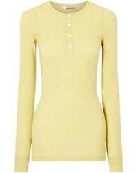 AURALEE - Ribbed-Knit Cotton T-Shirt - Lyst