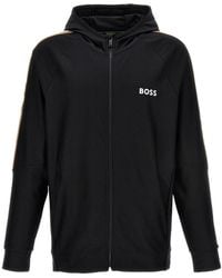 BOSS - Boss Logo Printed Zipped Hoodie - Lyst