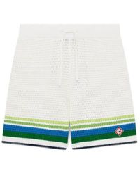 CASABLANCA - Stripe Detailed Crochet Shorts - Lyst