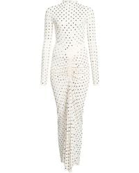 Alaïa - Alaã¯A Ivory Draped Jersey Rhinestone-Embellished Long Dress - Lyst