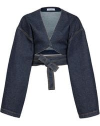Alaïa - Wrap Denim Jacket - Lyst
