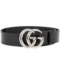 Gucci - Gg Crocodile Embossed Belt - Lyst