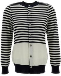 Junya Watanabe - Striped Crew-Neck Cardigan - Lyst