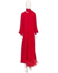 Valentino - Feather-Trim Long-Sleeved Dress - Lyst