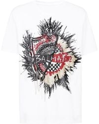 Balmain - Oversized Cotton T-Shirt With Embroidered Logo - Lyst