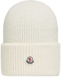 Moncler - Ribbed Wool Cap.Logo Detail - Lyst