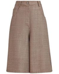 Brunello Cucinelli - Sparkling Virgin Wool Houndstooth Long Bermuda Shorts With Monili - Lyst