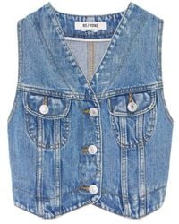 RE/DONE - V-Neck Denim Vest - Lyst