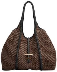 Tod's - T Timeless Large Raffia Shoulder Bag - Lyst