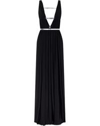 Alaïa - Metallic Elaphe-Trimmed Pleated Jersey Gown - Lyst