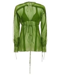 Christopher Esber - Silk Chiffon Open Blouse Shirt Bra Set - Lyst