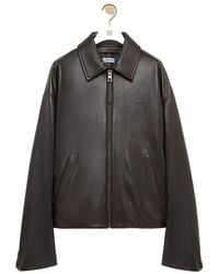 Loewe - Long-Sleeved Zip-Up Leather Jacket - Lyst