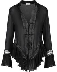 Blumarine - Lace Ruffled Sheer Blouse - Lyst
