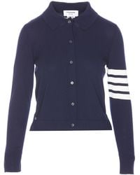 Thom Browne - 4-Bar Stripe Knitted Polo Shirt - Lyst
