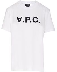 A.P.C. - Logo Printed Crewneck T-Shirt - Lyst