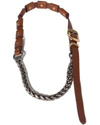 Miu Miu - Studded Chain Leather Necklace - Lyst