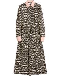 Valentino - Belted Waist Long-Sleeved Dress - Lyst