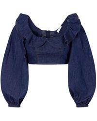 Zimmermann - Aster Cotton-Denim Frill Top - Lyst