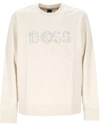 BOSS - Boss Logo Printed Crewneck Sweatshirt - Lyst