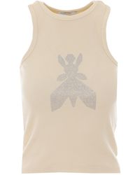 Patrizia Pepe - Rhinestone Logo Knitted Tank Top - Lyst