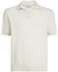 Brunello Cucinelli - Cotton Diamond-Knit Johnny Collar Polo Shirt - Lyst